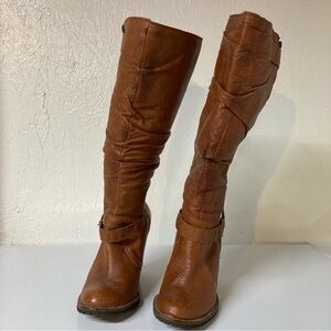 Bakers Women’s 7M Brown Leather Wedge Heel Knee High Riding Boots
